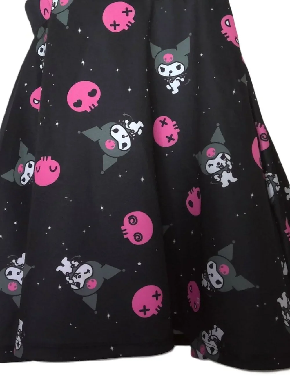 Hot Topic Sanrio Kuromi Suspender Skirt Black Pink & White Strappy Adjustable M